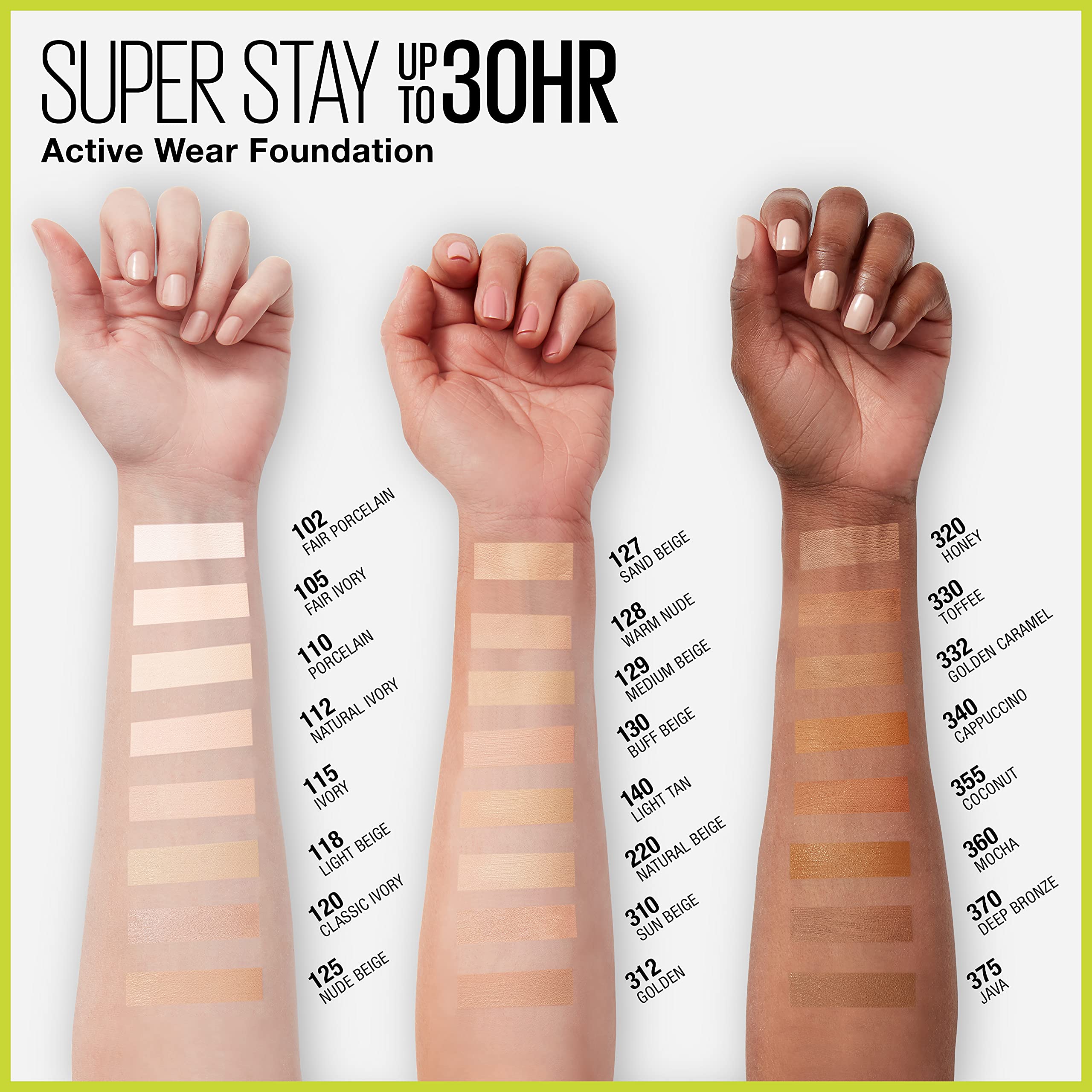 Maybelline Super Stay Full Coverage Liquid Foundation Active Wear Makeup Up to 30Hr Wear | كريم أساس سائل من مايبيلين سوبر ستاي لتغطية كاملة، مكياج أكتيف وير يدوم حتى 30 ساعة