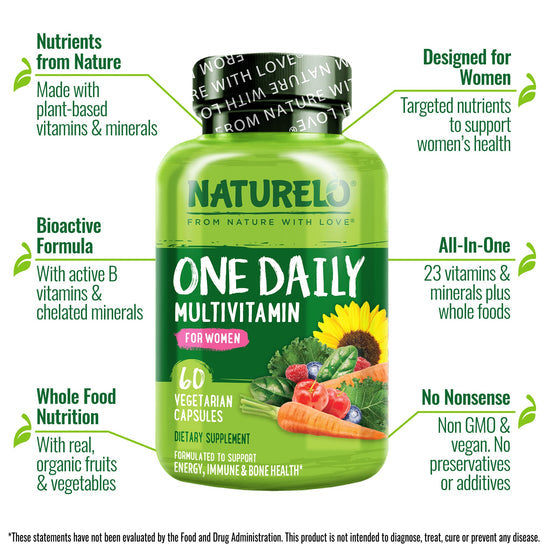 One Daily Multivitamin for Women - Vegan Friendly, Plant-Based, Whole Food Vitamin 60 cap |فيتامينات متعددة يوميا واحدة للنساء - صديقة للنباتيين، نباتية، فيتامين غذائي كامل