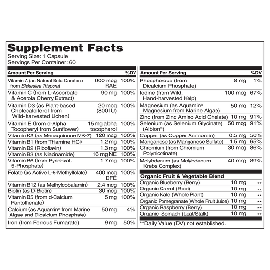 One Daily Multivitamin for Women - Vegan Friendly, Plant-Based, Whole Food Vitamin 60 cap |فيتامينات متعددة يوميا واحدة للنساء - صديقة للنباتيين، نباتية، فيتامين غذائي كامل