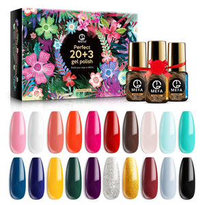 MEFA Gel Nail Polish Set 23 Pcs Gifts Box - Soak Off UV LED Color Gel Varnish | مجموعة طلاء اظافر بالاشعة فوق البنفسجية