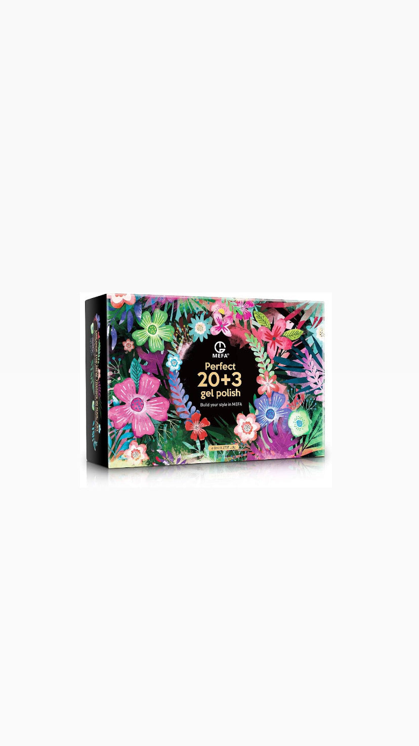MEFA Gel Nail Polish Set 23 Pcs Gifts Box - Soak Off UV LED Color Gel Varnish | مجموعة طلاء اظافر بالاشعة فوق البنفسجية