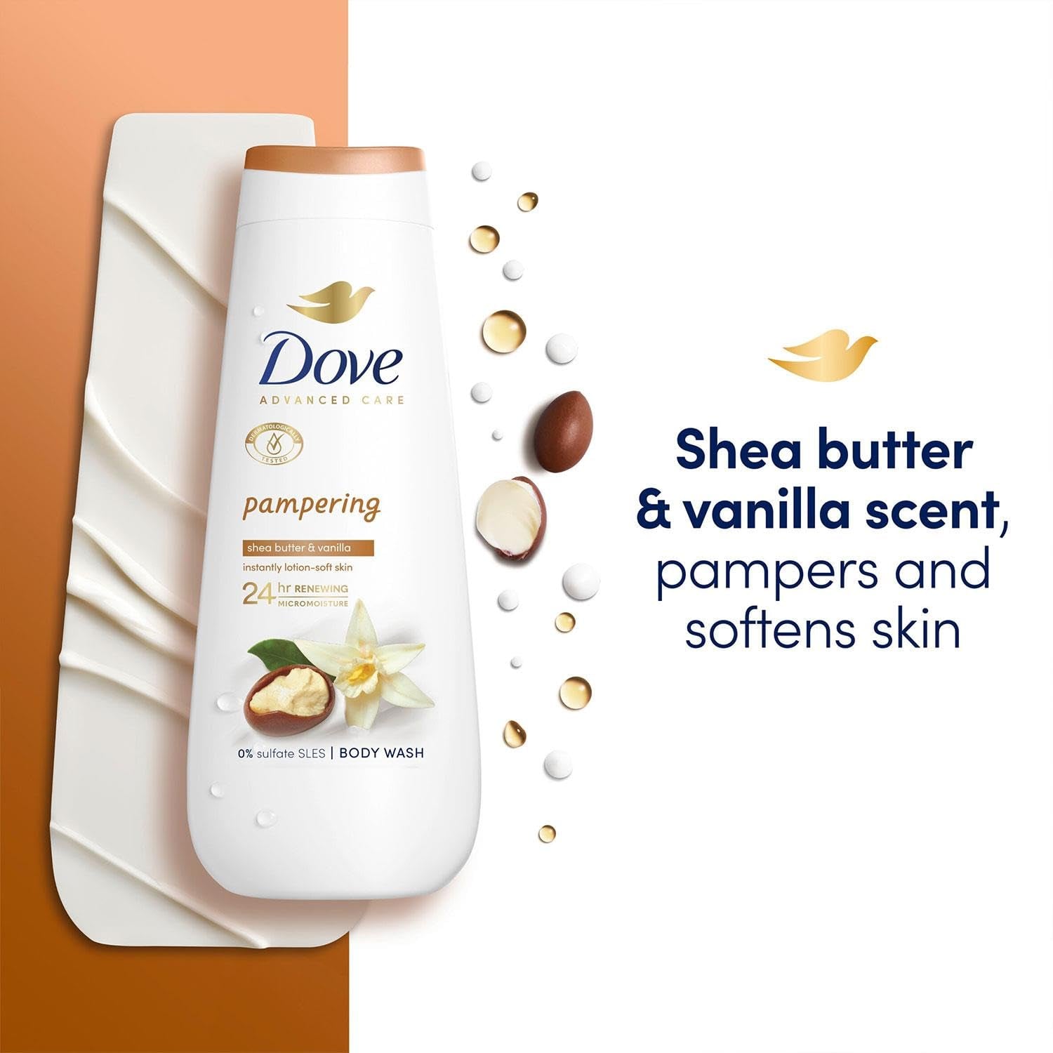Dove Advanced Care Pampering Body Wash Shea Butter & Vanilla |غسول الجسم المرطب من دوف أدفانسد كير بزبدة الشيا والفانيليا