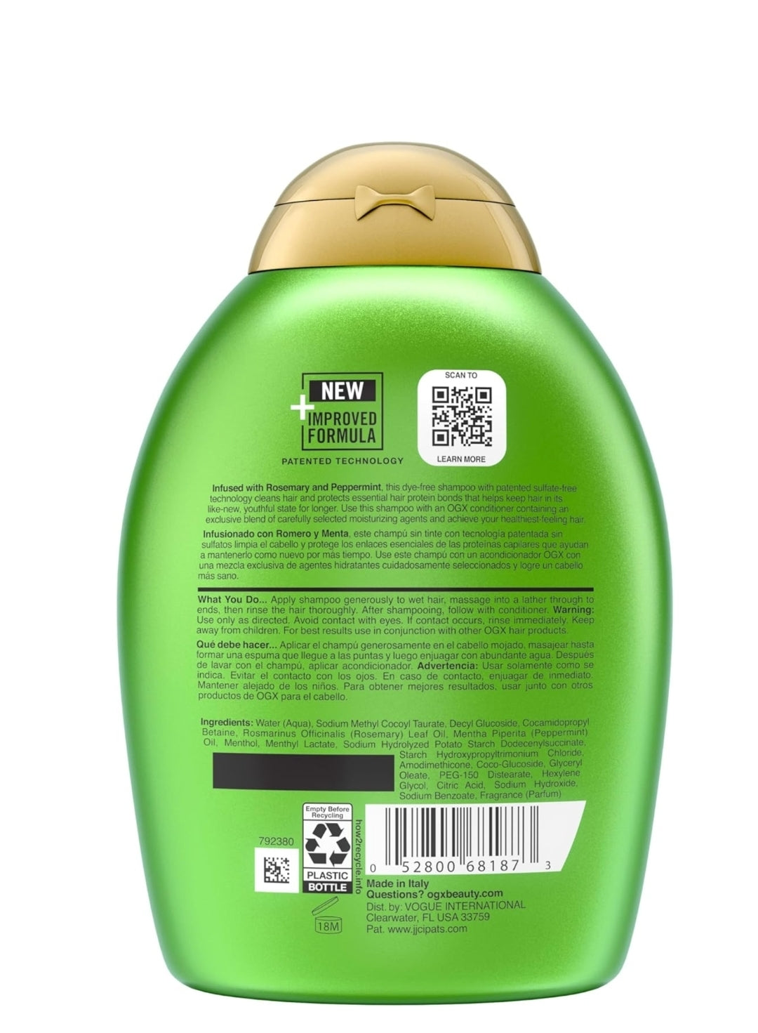 OGX Clarifying Strength + Rosemary Mint Shampoo| 
شامبو تنظيف وتقوية الشعر بالروزماري والنعناع