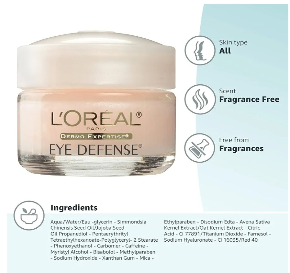 L'Oréal Paris Eye Defense Cream – 15ml
كريم العين لوريال باريس آي ديفنس – 15 مل