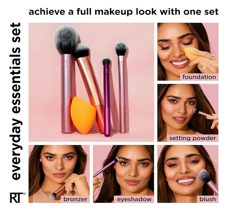 Real Techniques Everyday Essentials Makeup Brush Set
ريال تكنيك – طقم فرش المكياج الأساسي